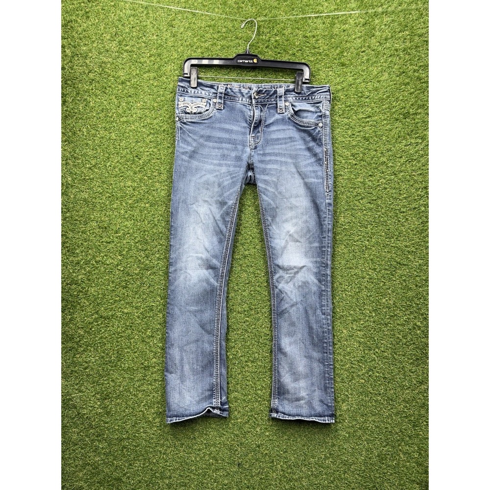 Rock Revival Jeans Womens 30 Iselin Low Rise Meduim Wash Blue Easy Ankle Skinny